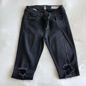 Rag & Bone Ripped Skinny Jeans in Greyish Black